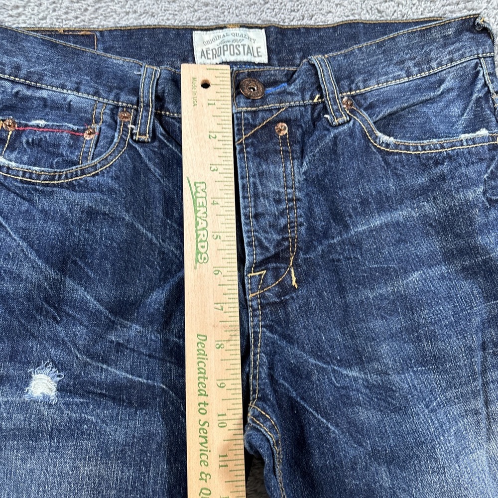 Aeropostale Driggs Slim Bootcut Jeans Mens Sz 31x32 Distressed Blue Denim Cotton - Picture 7 of 14